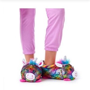 Kids Build-A-Bear Unicorn Sequined Slippers